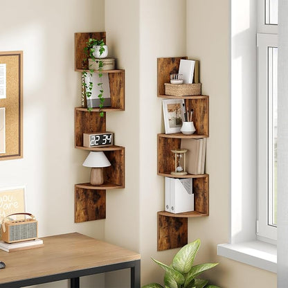 HOOBRO Corner Shelf Wall-Mounted, 4-Tier Corner Bookshelves - Image 2
