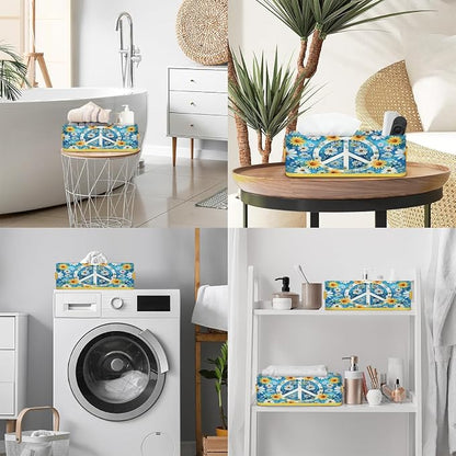 Peace Sign Daisy Bathroom Storage Basket, Foldable - Image 5