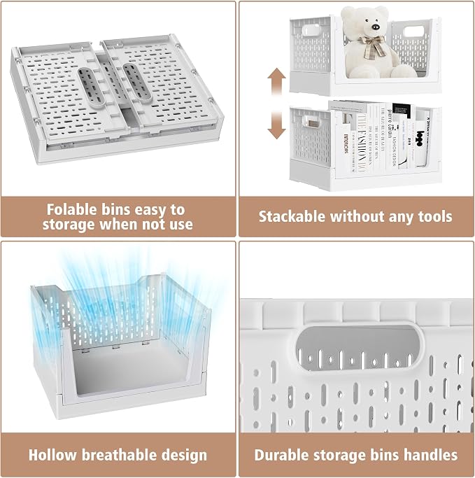 Stackable Storage Bins, Folding Collapsible Closet Organizers and Storage Bins - Image 8