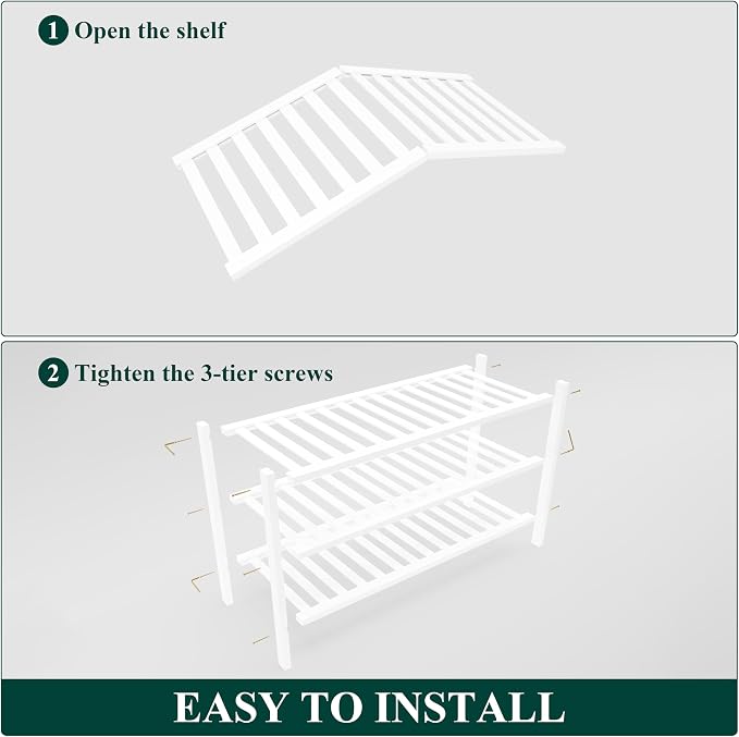 Smiry Bamboo Shoe Rack for Closet, 3 Tier Wooden Stackable Shoe Organizer - Image 6