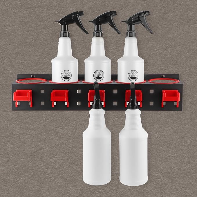 MOLIGOU 2 Pcs Spray Bottle Storage Rack, Wall Mount Bottle Organizer Car - Image 6