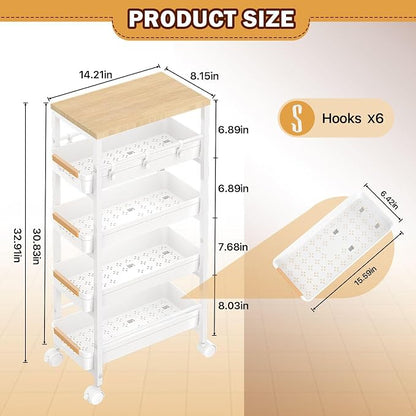 SUNALLY Slim Storage Cart with Wheels, Narrow Kitchen Rolling Cart, Storage - Image 3