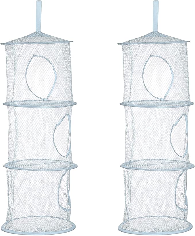 uxcell 2Pcs Mesh Hanging Storage Basket, Light Blue by uxcell