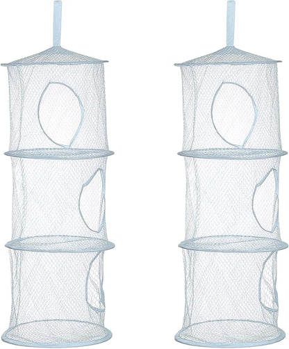 uxcell 2Pcs Mesh Hanging Storage Basket, Light Blue by uxcell