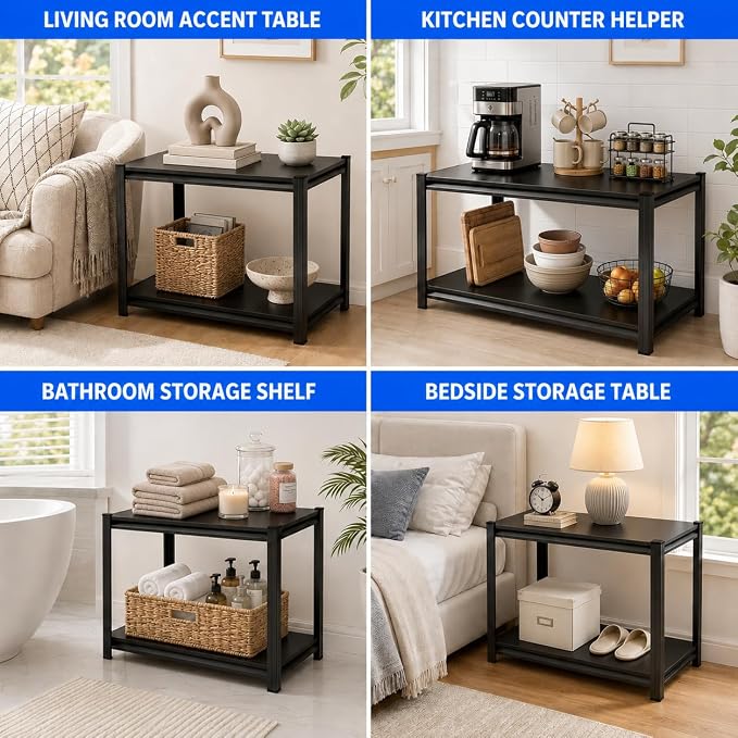2-Tier Heavy Duty Metal Bookshelf, 1000LBS Adjustable Industrial Bookcase - Image 8