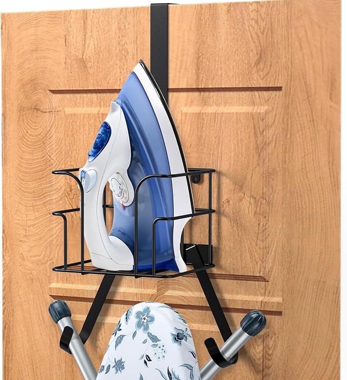 ORLESS Over The Door/Wall Mount Ironing Board Hanger, Laundry Room Iron and - Image 2