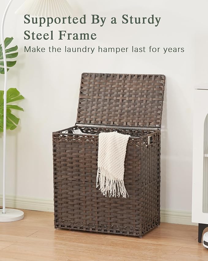 Laundry Hamper with Lid Wicker Laundry Basket 112 L Laundry Hampers Handwoven - Image 8