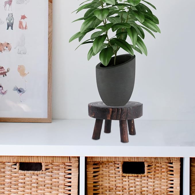 Mini Wooden Stool Display Stand, ULTECHNOVO Solid Wood Stool Plant Stand - Image 7