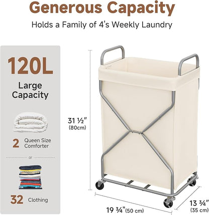 StorageWorks Laundry Basket, Rolling Hamper - Image 2