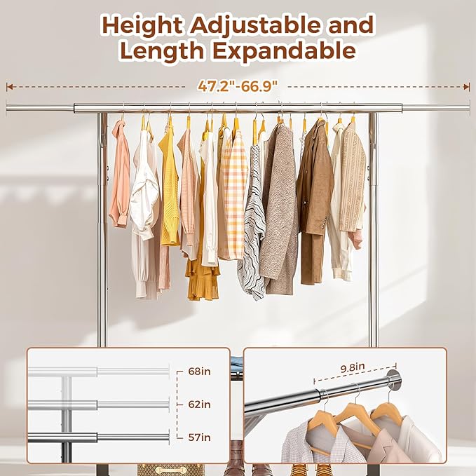 Luxspire Heavy Duty Clothes Rack Load 650 LBS, Double Rod Clothing Racks - Image 4