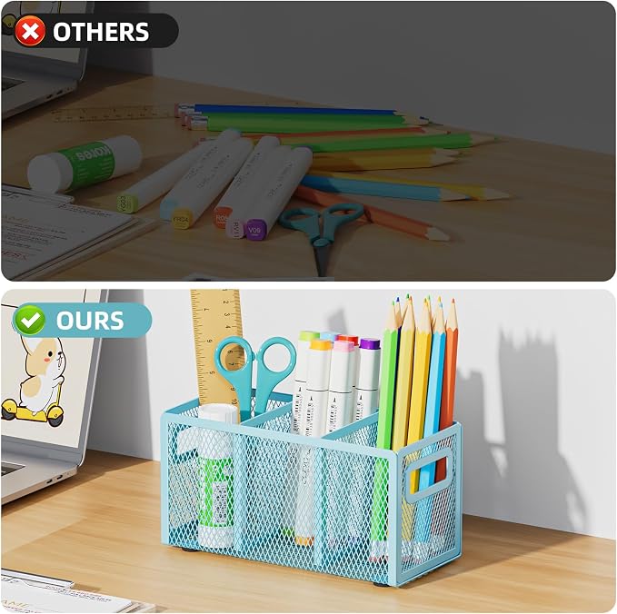 Marbrasse Mesh Pen Holder for Desk, Pencil Holder Desk Organizer 3 Adjustable - Image 5