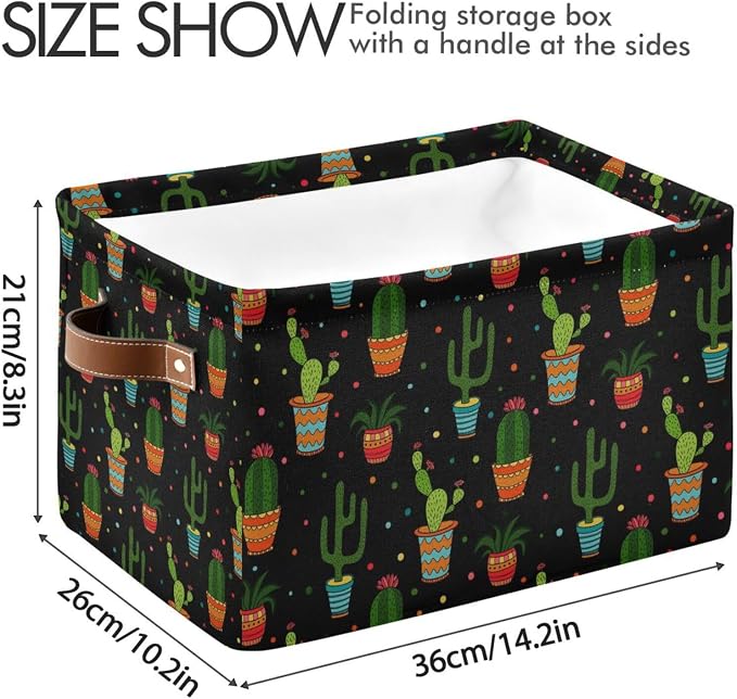 ZAZYXTJ Cactus Storage Basket for Shelves Open Storage Bin 2Pack | Foldable - Image 3