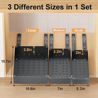 Delamu 3 Pack Pull Out Cabinet Organizer, 15.7" Deep Pull Out Drawers - Image 2