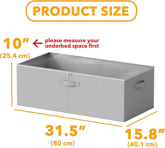 SpaceAid 3 Pack 10" High Under Bed Storage Containers, Large Underbed Storage - Image 3