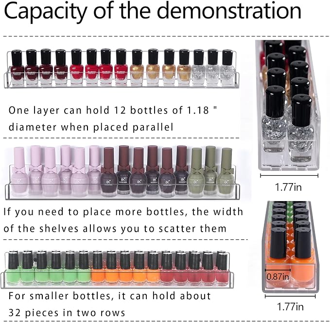 6Pcs/Set Acrylic Nail Polish Rack Wall Mounted, Lipstick Essential Oil Bottle - Image 5
