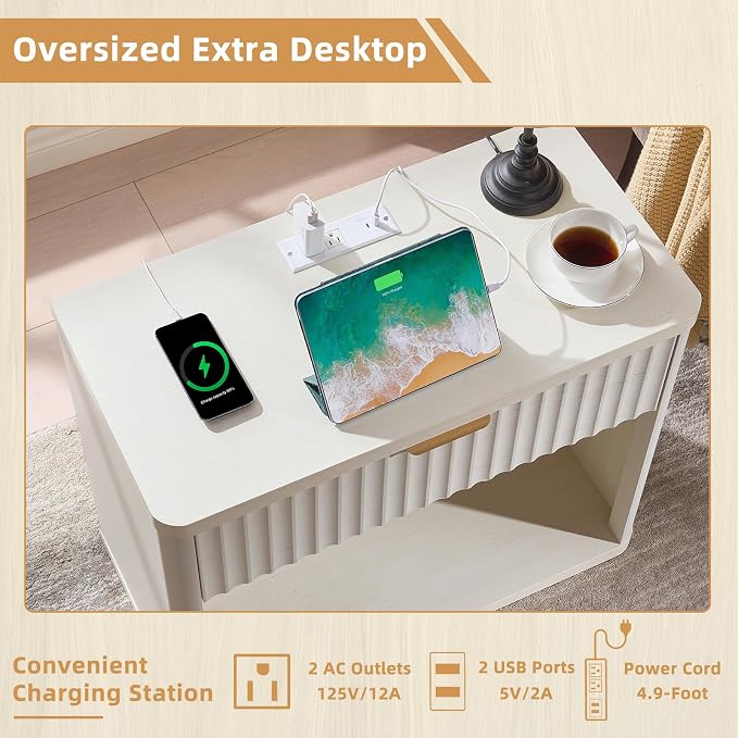 LEYAOYAO 31" Wide Fluted Nightstand - Image 5