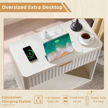 LEYAOYAO 31" Wide Fluted Nightstand Set of 2 - Image 6