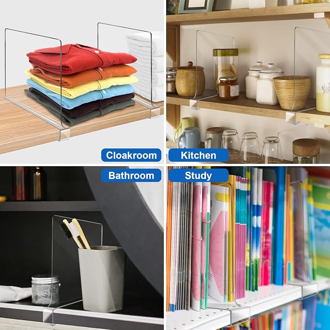 Acrylic Shelf Dividers for Closet Organization 6PCS Closet Shelf Divider Closet - Image 2
