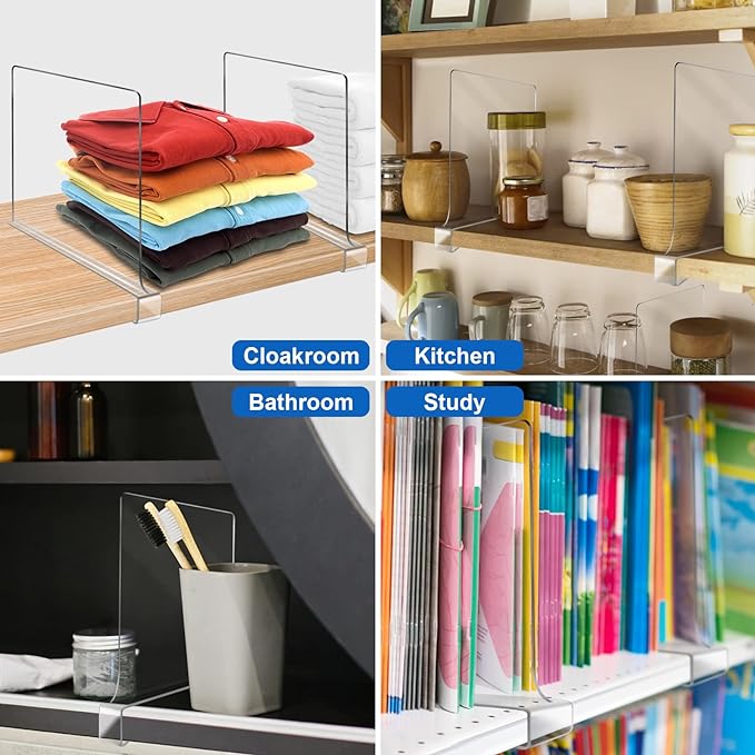 Acrylic Shelf Dividers for Closet Organization 8PCS Closet Shelf Divider Closet - Image 2
