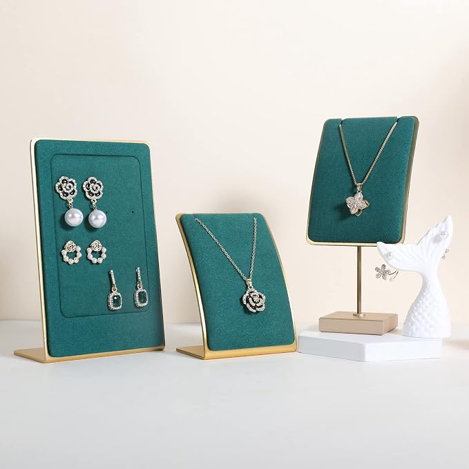 GemeShou Green Necklace display stand, Velvet Jewelry necklace display holder - Image 7