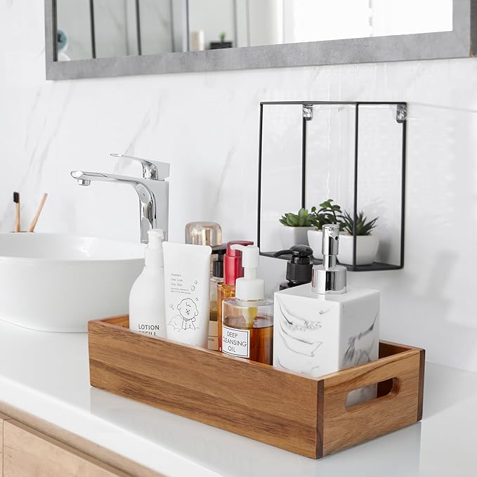ALELION Acacia Wood Bathroom Storage Basket - Image 6