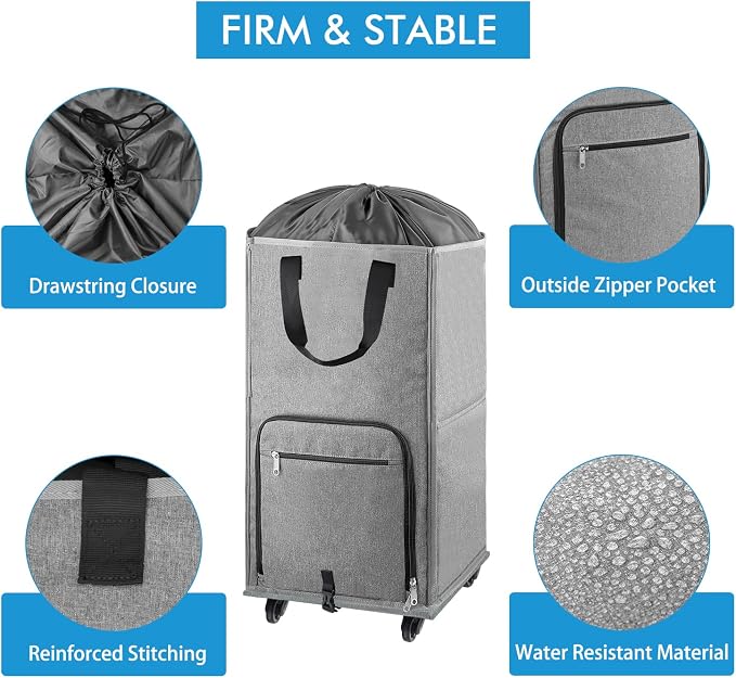 Laundry Hamper with Wheels, Bukere Large Rolling Laundry Basket with 4 Casters - Image 5