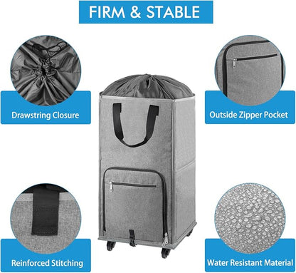 Laundry Hamper with Wheels, Bukere Large Rolling Laundry Basket with 4 Casters - Image 5