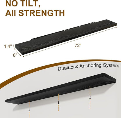 72 Inch Floating Shelves 2 Pack, 8 Inch Deep Floating Shelf Wall Mounted - Image 3