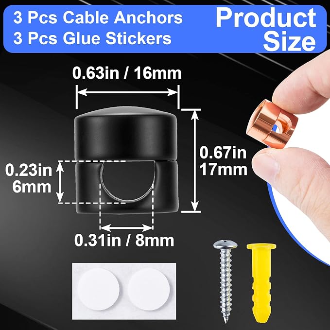 3 Sets Charger Holders for Cords, Adjustable Cable Anchor Holders, Adhesive - Image 2