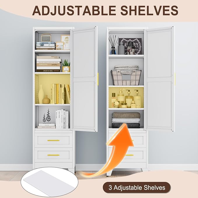Tall Metal Narrow Storage Cabinet 67" H - Image 5