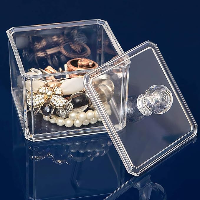 Stackable Square Acrylic Cotton Ball Holder Q-tip Holder Bathroom Swab Dispenser - Image 7