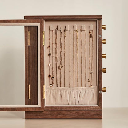 CHOSIN Black Walnut Wooden Jewelry Box, 360° Rotating Organizer - Image 7