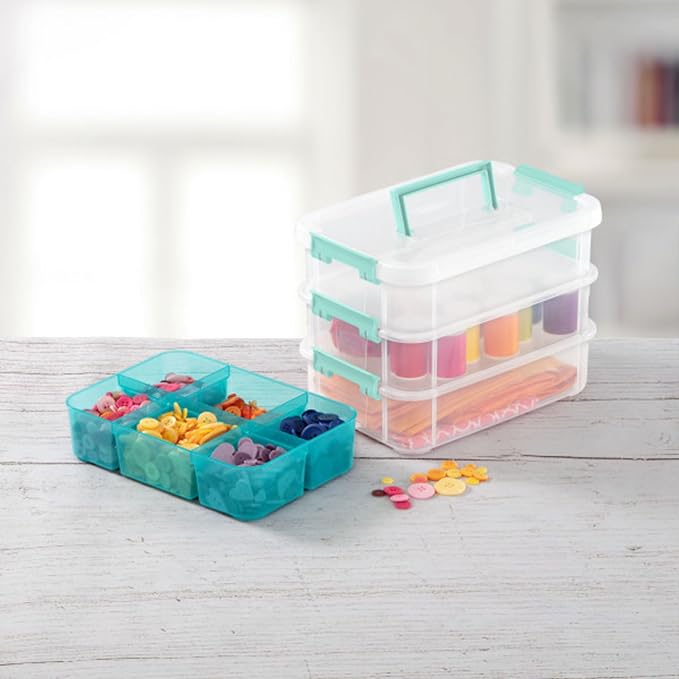 Sterilite 6 Pack Plastic Storage Box Container, 3 Layer, Stack and Carry - Image 8
