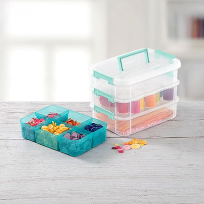 Sterilite 6 Pack Plastic Storage Box Container, 3 Layer, Stack and Carry - Image 8