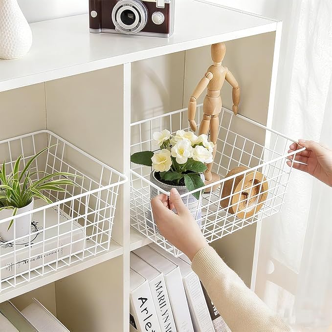 4 Pack White Wire Baskets for Pantry, Small White Metal Storage Basket for - Image 5
