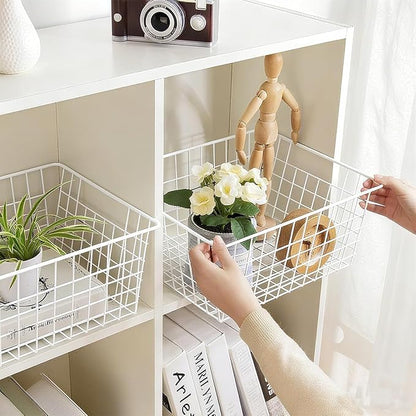 4 Pack White Wire Baskets for Pantry, Small White Metal Storage Basket for - Image 5