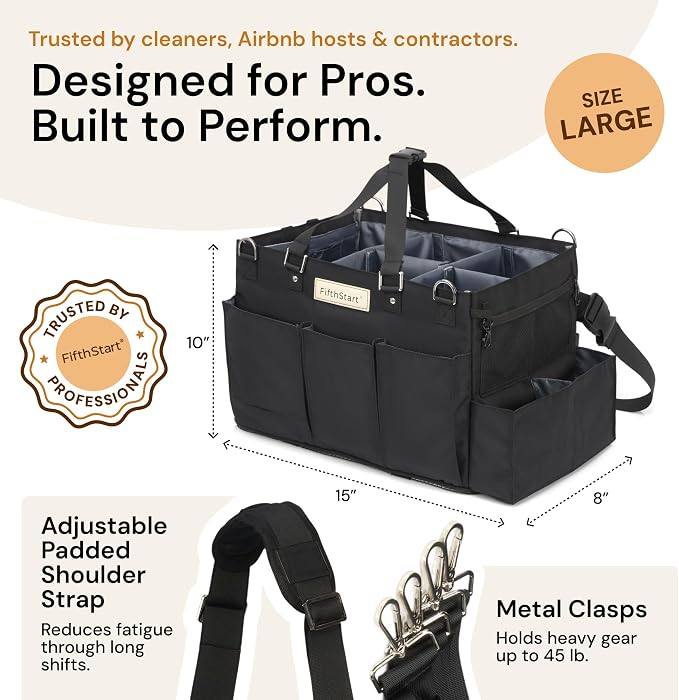 FifthStart Multiuse Cleaning Caddy w/Waist & Shoulder Strap - Image 2