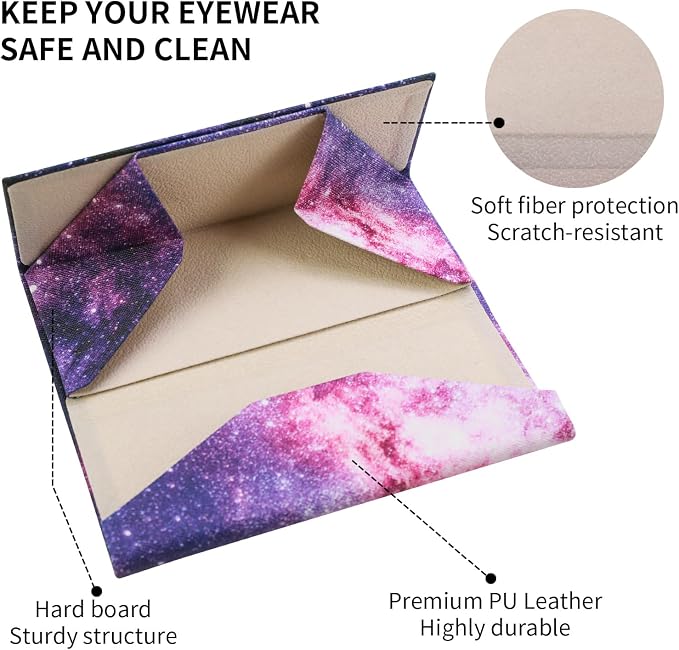 Foldable Glasses Case, Magnetic PU Leahter Sunglasses Case, Cute Hard Shell - Image 4