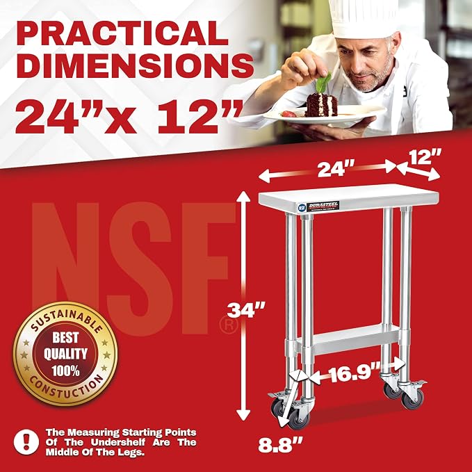 DuraSteel 24x12 NSF Stainless Steel Cart - Image 6