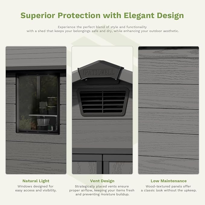 Patiowell 6X6 FT Plastic Outdoor Storage Shed - Image 5