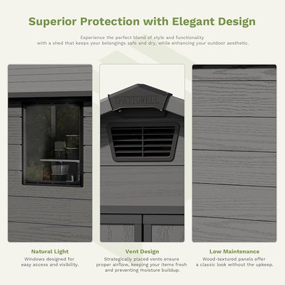 Patiowell 6X6 FT Plastic Outdoor Storage Shed - Image 5