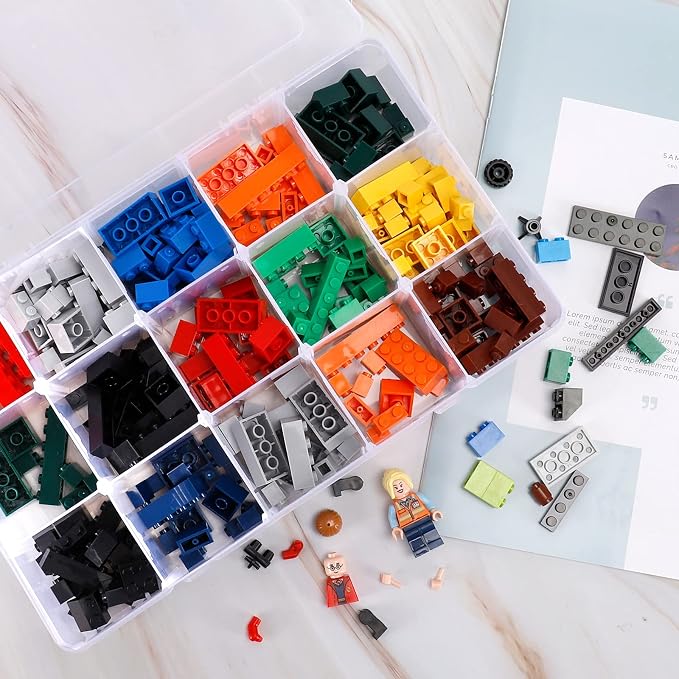 Bead Organizer Storage 3 Pack 15 Grid Clear Plastic Tackle Box Adjustable | - Image 5
