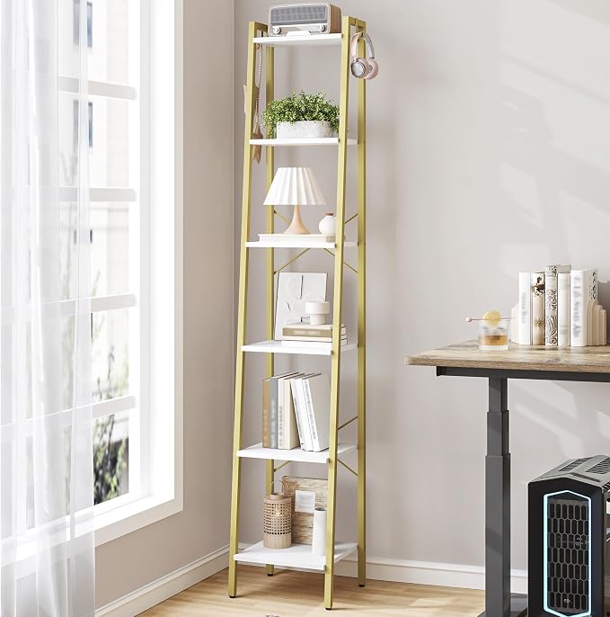 Hzuaneri Ladder Shelf, Freestanding Corner Storage Shelf | Bookcase by Hzuaneri