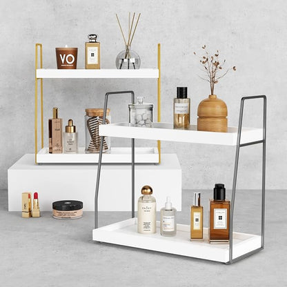 Forbena 2 Tier Bathroom Counter Organizer, Wood Shelf Tray - Image 6