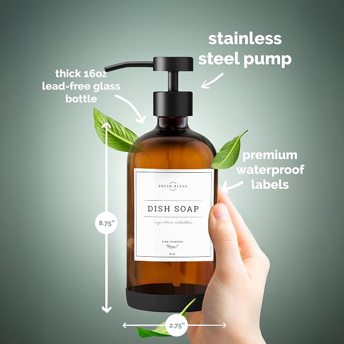 Vine Creations Amber Glass Soap Dispenser Set - Image 5