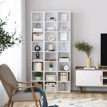 FOTOSOK Bookshelf Bookcase 8-Tier Narrow Bookshelf Tall CD Media Tower Rack | - Image 9