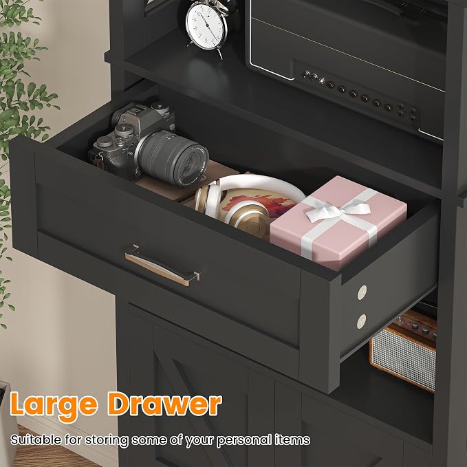 Saudism Farmhouse Black Storage Cabinet - Image 5