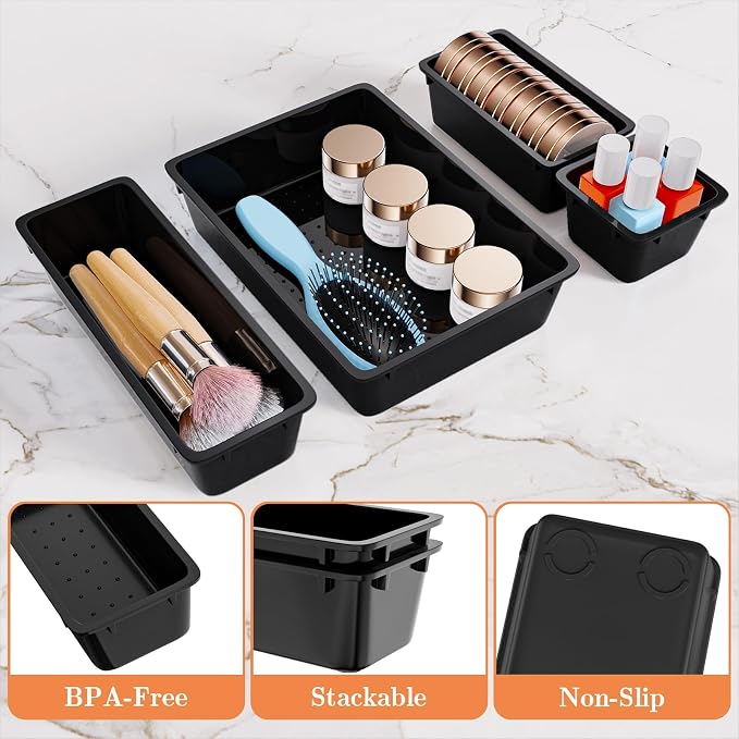 25 PCS Plastic Drawer Organizer Set, 4-Size Versatile Organizer Trays & storage - Image 3