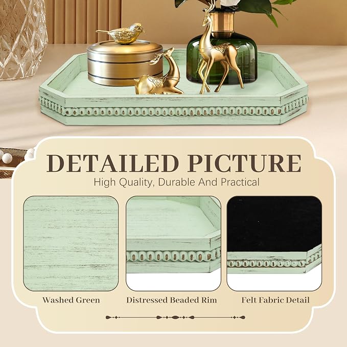 Wooden Decorative Tray, Rustic Sage Serving Tray - Image 4