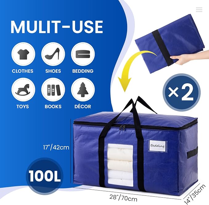 TAILI 2 Pack Dark Blue Extra Large Moving Bags, Heavy Duty Totes - Image 6